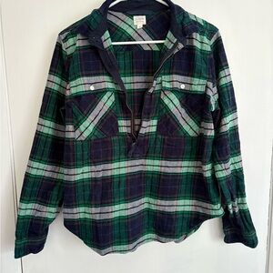 J. Crew Flannel Half Zip Shirt